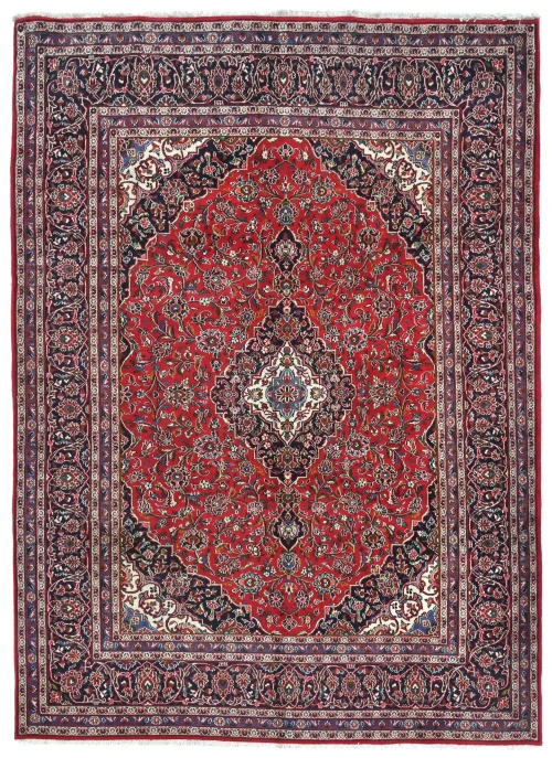 Vintage Red Floral Traditional 8'3X10'11 Kashan Persian Rug