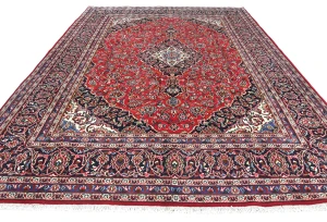 Vintage Red Floral Traditional 8'3X10'11 Kashan Persian Rug