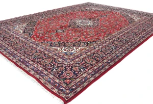 Vintage Red Floral Traditional 8'3X10'11 Kashan Persian Rug