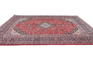 Vintage Red Floral Traditional 8'3X10'11 Kashan Persian Rug