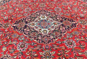 Vintage Red Floral Traditional 8'3X10'11 Kashan Persian Rug