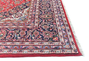 Vintage Red Floral Traditional 8'3X10'11 Kashan Persian Rug
