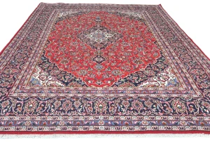 Vintage Red Floral Traditional 8'3X10'11 Kashan Persian Rug