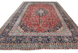 Semi Antique Red Floral Traditional 8X12 Kashan Persian Oriental Rug