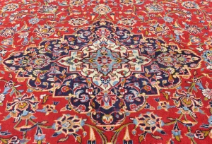 Vintage Red Traditional Floral 8x12 Kashan Persian Rug