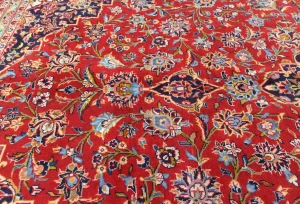 Vintage Red Traditional Floral 8x12 Kashan Persian Rug