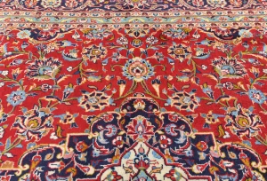Vintage Red Traditional Floral 8x12 Kashan Persian Rug
