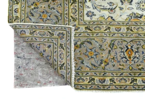 Vintage Cream Traditional Floral 8x11 Kashan Persian Rug