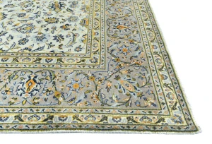 Vintage Cream Traditional Floral 8x11 Kashan Persian Rug