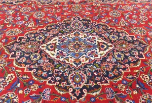 Vintage Red Floral Traditional 8x12 Kashan Persian Rug