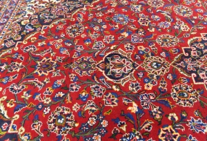 Vintage Red Floral Traditional 8x12 Kashan Persian Rug