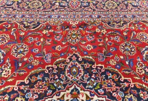 Vintage Red Floral Traditional 8x12 Kashan Persian Rug
