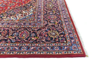 Vintage Red Floral Traditional 8x12 Kashan Persian Rug