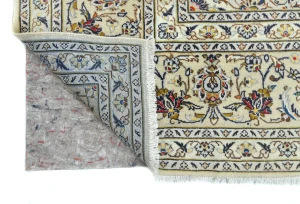 Vintage Cream Traditional Floral 8x11 Kashan Persian Rug
