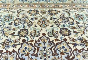 Semi Antique Cream Floral Traditional 12x16 Kashan Persian Oriental Rug