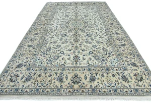 Vintage Cream Floral Traditional 8X12 Kashan Persian Rug