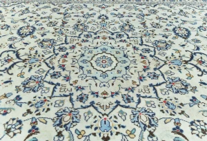 Vintage Cream Floral Traditional 8X12 Kashan Persian Rug