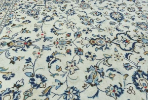 Vintage Cream Floral Traditional 8X12 Kashan Persian Rug