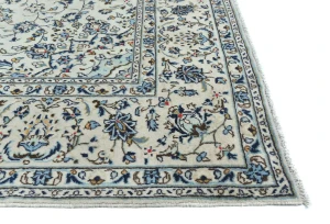 Vintage Cream Floral Traditional 8X12 Kashan Persian Rug