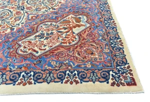 Vintage Cream Pictorial Traditional 8x11 Kashmar Persian Rug
