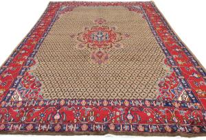 Vintage Beige Tribal 8'5 X 11'4 Koliaie Persian Rug