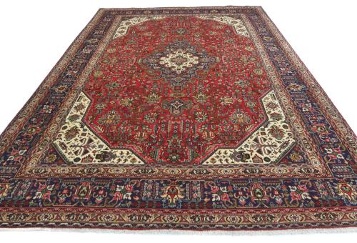 Vintage Red Floral Traditional 8x11 Tabriz Persian Rug
