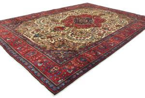 Vintage Cream Floral Traditional 8x11 Tabriz Persian Rug