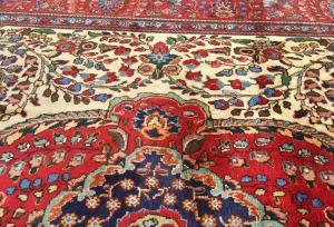 Vintage Cream Floral Traditional 8x11 Tabriz Persian Rug