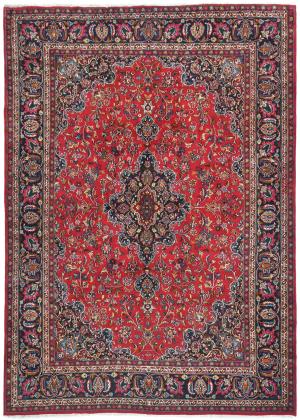 Vintage Red Floral 8X11 Mashad Persian Rug