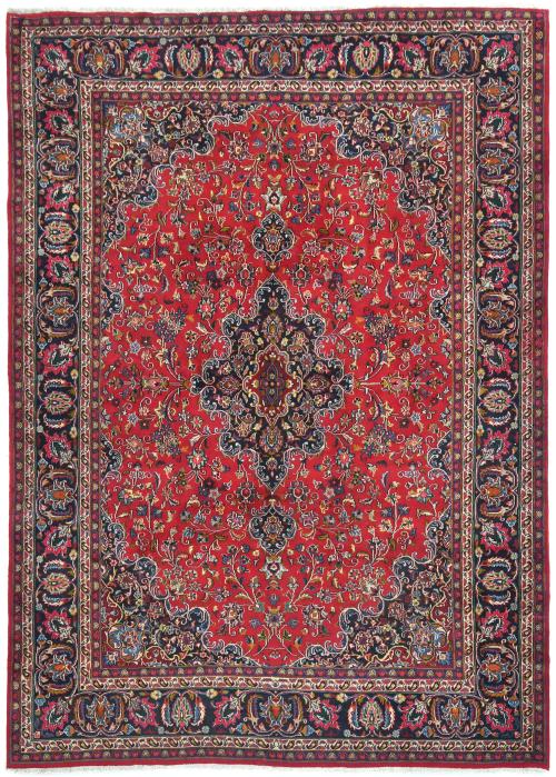 Vintage Red Floral 8X11 Mashad Persian Rug