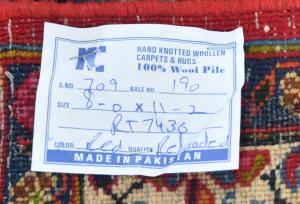 Vintage Red Floral 8X11 Mashad Persian Rug