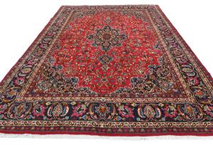 Vintage Red Floral 8X11 Mashad Persian Rug