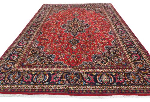 Vintage Red Floral 8X11 Mashad Persian Rug