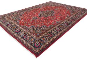 Vintage Red Floral 8X11 Mashad Persian Rug