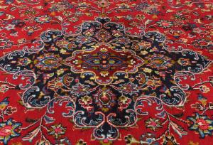 Vintage Red Floral 8X11 Mashad Persian Rug