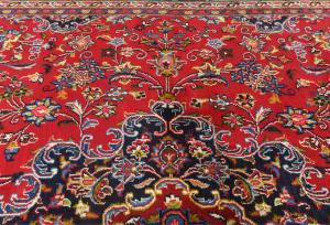 Vintage Red Floral 8X11 Mashad Persian Rug