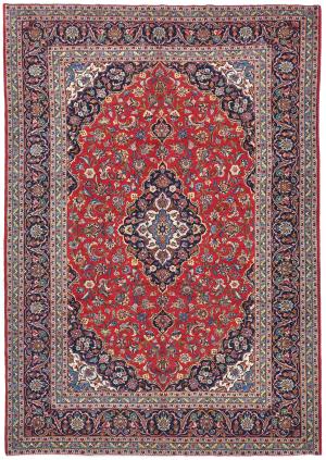 Vintage Red Traditional 8X12 Kashan Persian Rug