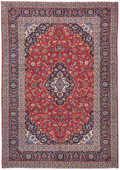 Vintage Red Traditional 8X12 Kashan Persian Rug