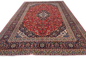 Vintage Red Traditional 8X12 Kashan Persian Rug