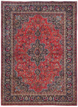 Vintage Red Floral Traditional 8X11 Mashad Persian Rug