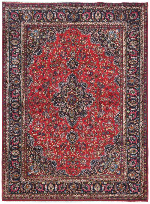 Vintage Red Floral Traditional 8X11 Mashad Persian Rug