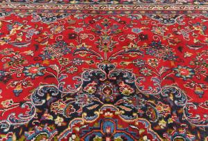 Vintage Red Floral Traditional 8X11 Mashad Persian Rug