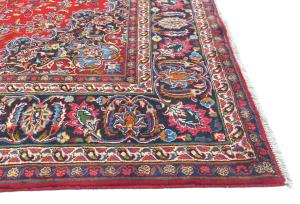 Vintage Red Floral Traditional 8X11 Mashad Persian Rug