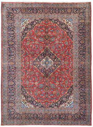 Vintage Red Traditional 8X11 Kashan Persian Rug