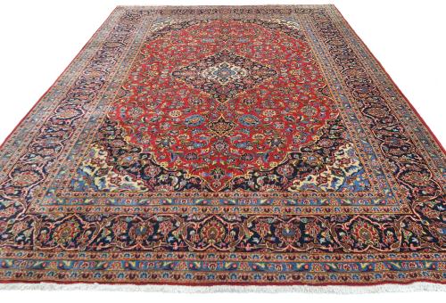 Vintage Red Traditional 8X11 Kashan Persian Rug