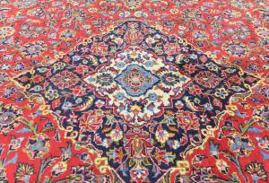 Vintage Red Traditional 8X11 Kashan Persian Rug