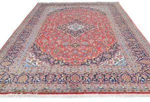 Vintage Red Traditional 8X11 Kashan Persian Rug
