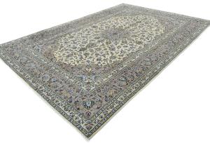 Vintage Cream Floral Traditional 8x11 Kashan Persian original Rug