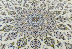 Vintage Cream Floral Traditional 8x11 Kashan Persian original Rug