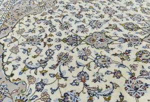 Vintage Cream Floral Traditional 8x11 Kashan Persian original Rug